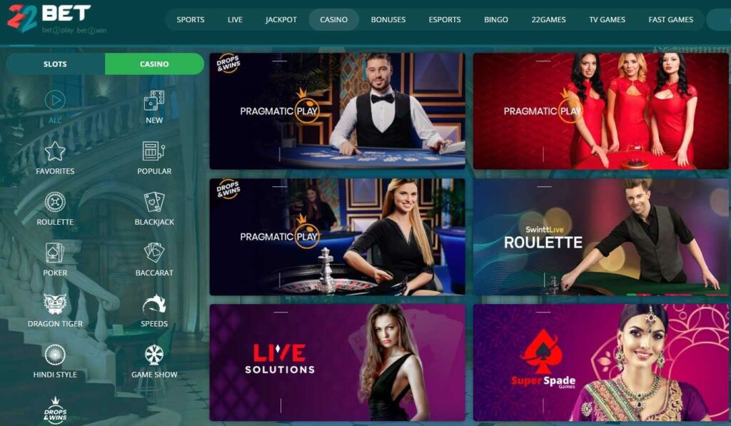 22bet casino review games asia